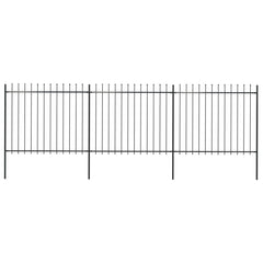 Garden Fence with Spear Top Steel 5.1x1.5 m Black