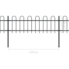 Garden Fence with Hoop Top Steel 6.8x0.6 m Black