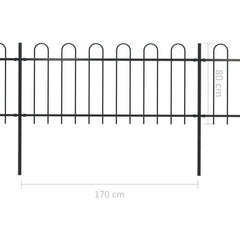 Garden Fence with Hoop Top Steel 8.5x0.8 m Black