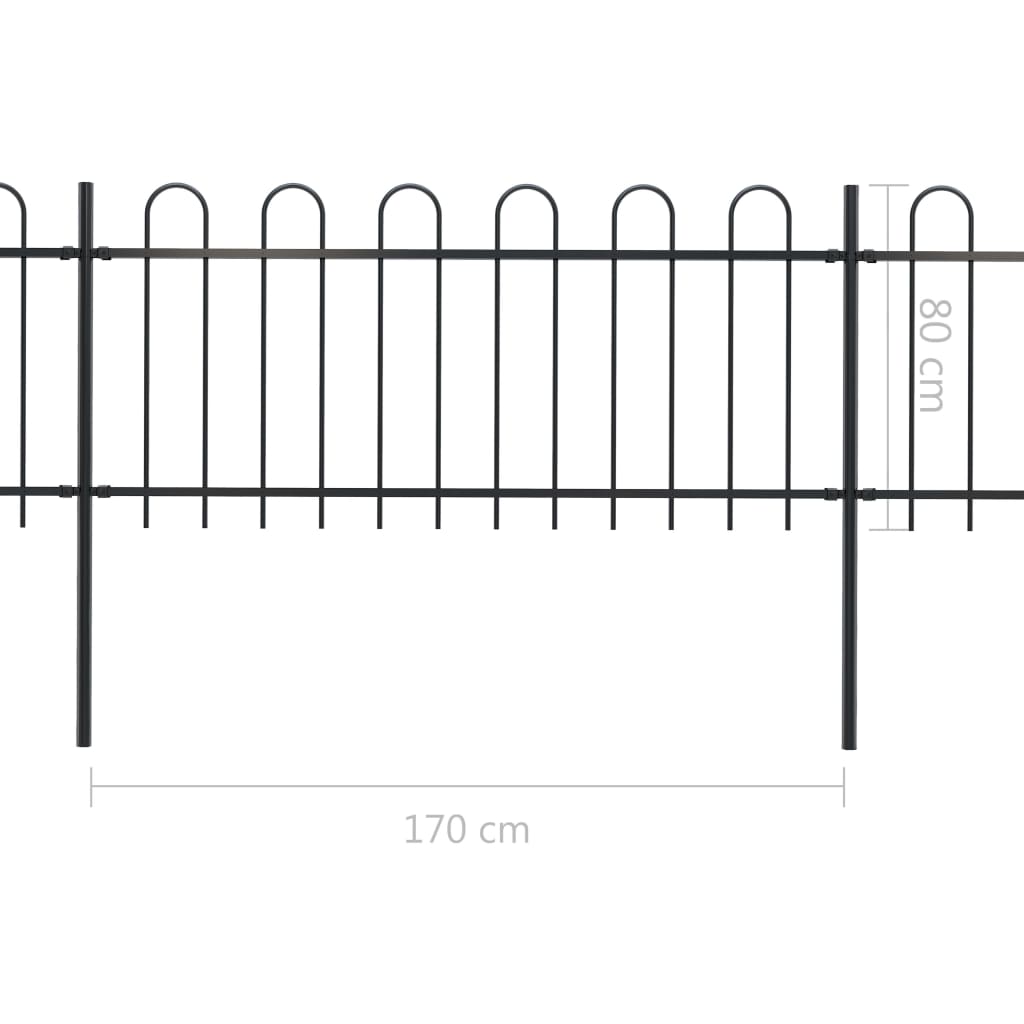 Garden Fence with Hoop Top Steel 13.6x0.8 m Black