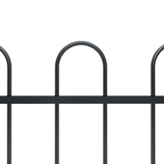 Garden Fence with Hoop Top Steel 15.3x0.8 m Black