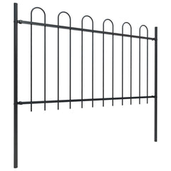 Garden Fence with Hoop Top Steel 13.6x1 m Black