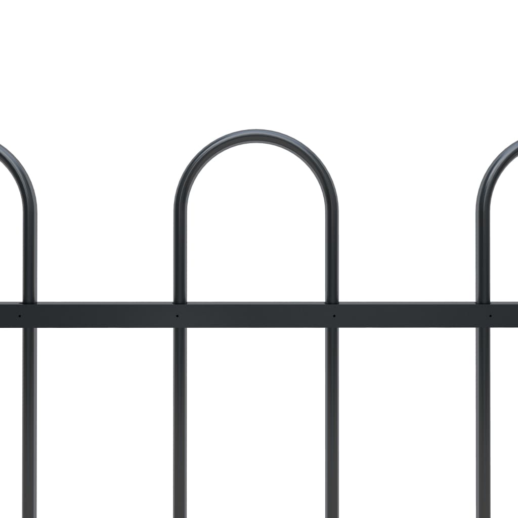 Garden Fence with Hoop Top Steel 15.3x1 m Black