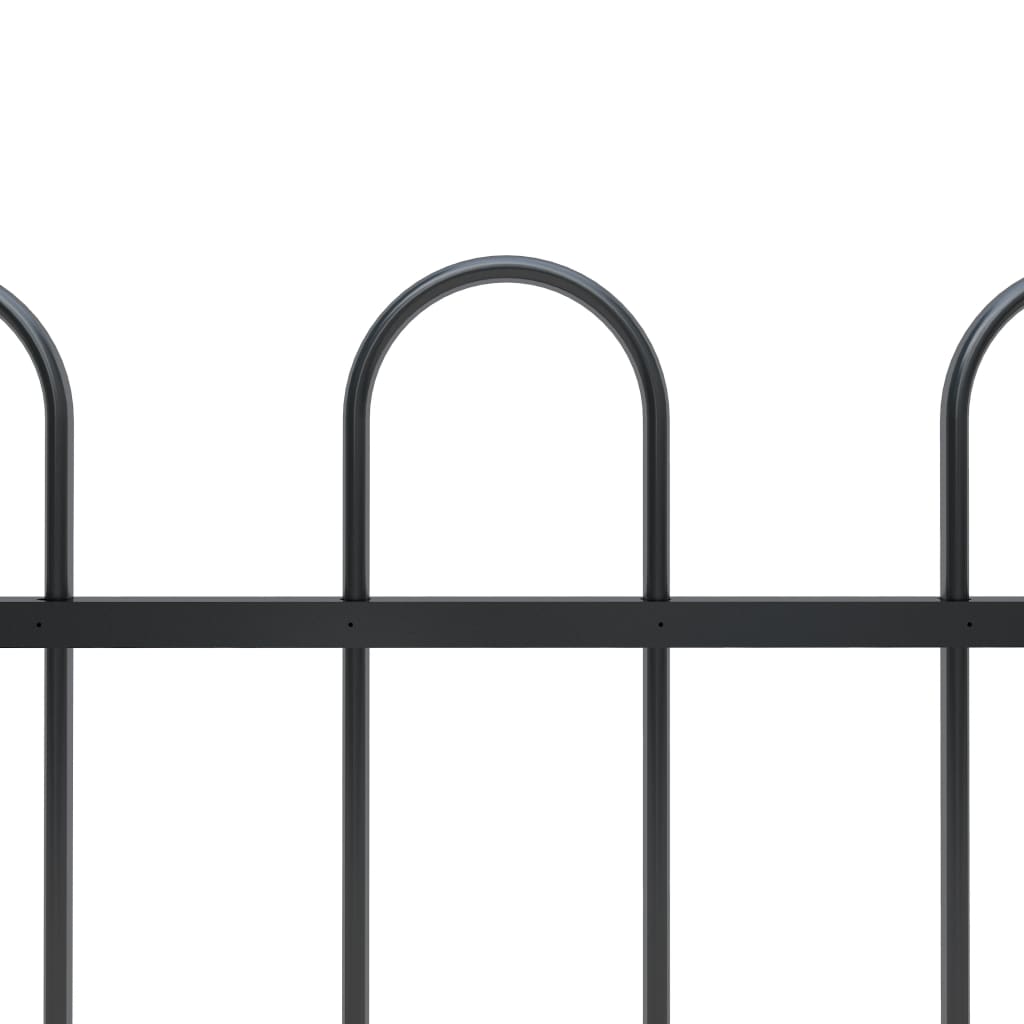 Garden Fence with Hoop Top Steel 17x1 m Black