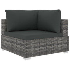 13 Piece Garden Lounge Set with Cushions Poly Rattan Grey
