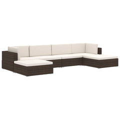 Sectional Footrest 1 pc with Cushion Poly Rattan Brown