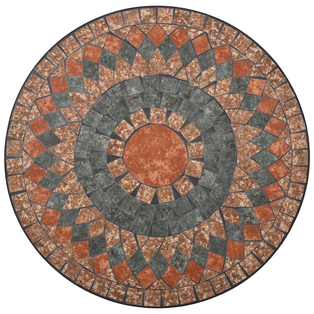 Mosaic Bistro Table Orange/Grey 60cm Ceramic