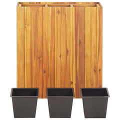 Garden Raised Bed with 3 Pots Solid Acacia Wood