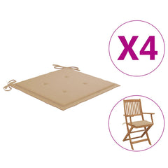 vidaXL Garden Chair Cushions 4 pcs Beige 40x40x4 cm