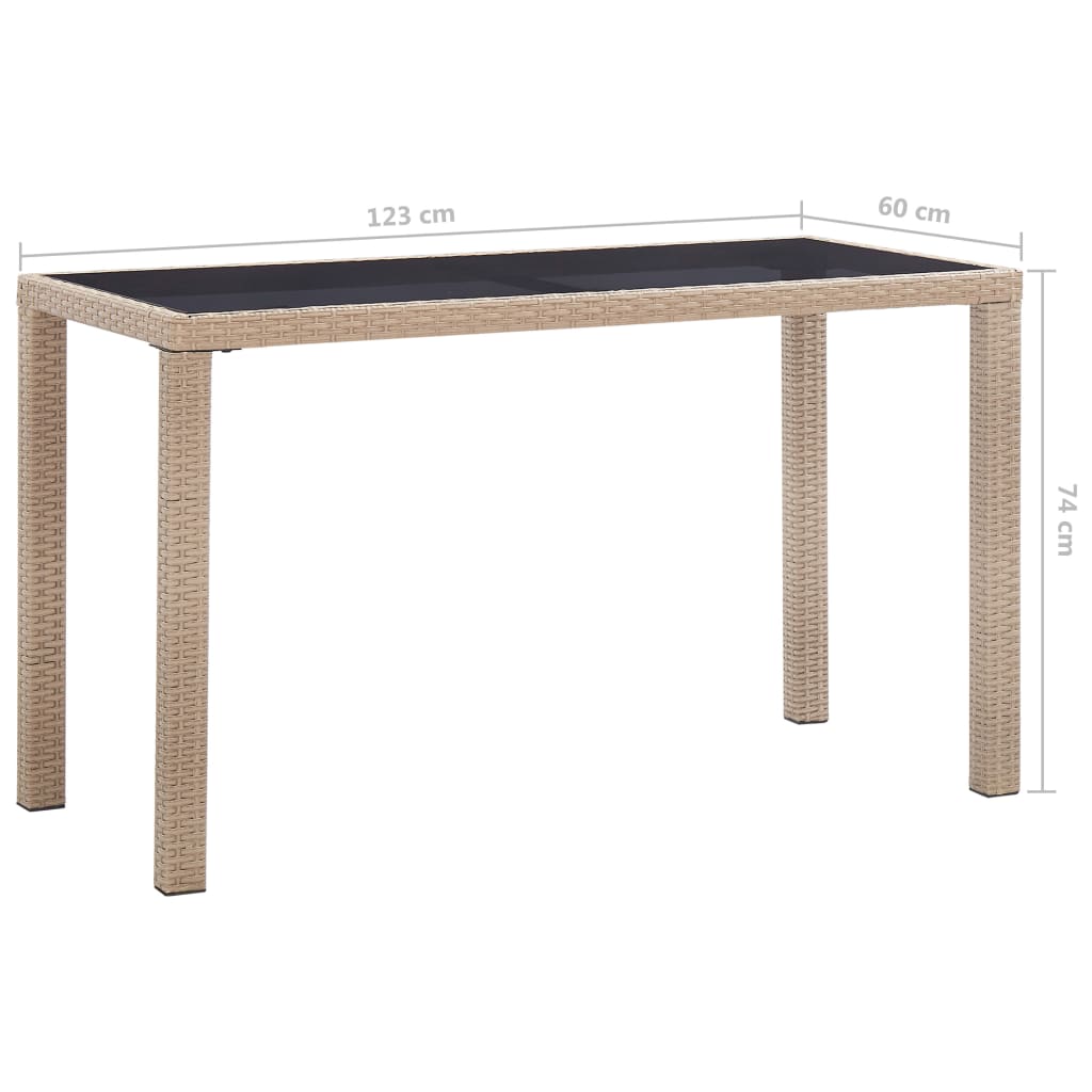 Garden Table Beige 123x60x74 cm Poly Rattan