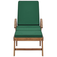 vidaXL Sun Lounger with Cushion Solid Teak Wood Green