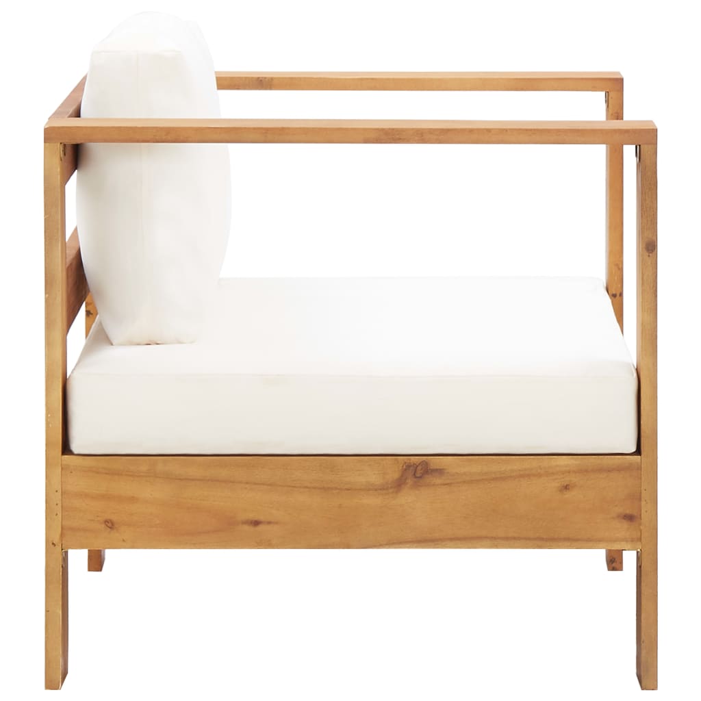 vidaXL Garden Chair with Cushion Cream Solid Acacia Wood