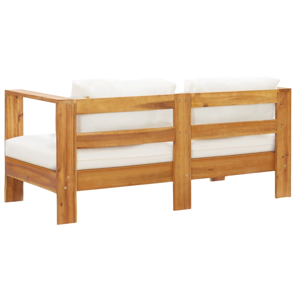 vidaXL Garden Sofa with Cushion 140 cm Solid Acacia Wood Cream White