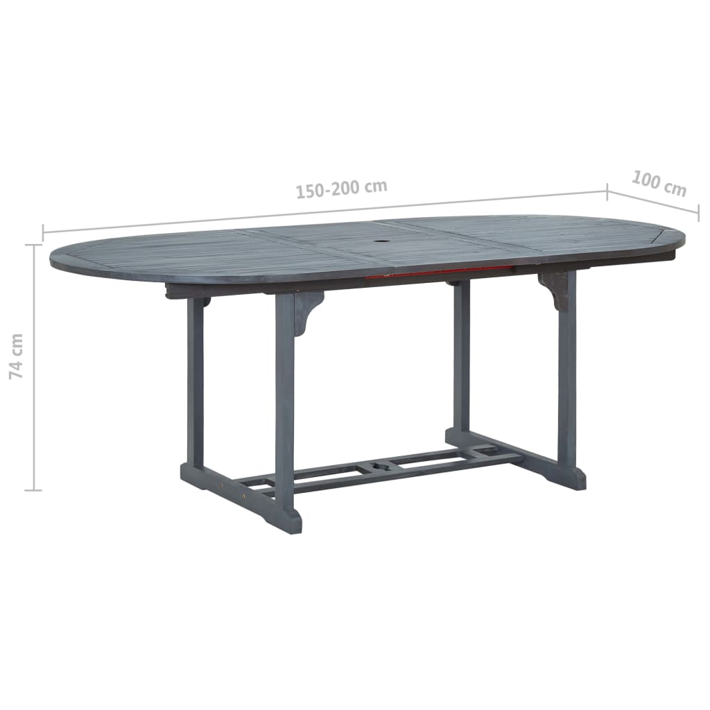 vidaXL Garden Table Grey 200x100x74 cm Solid Acacia Wood