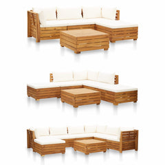 vidaXL Sectional Footrest 1 pc with Cushion Solid Acacia Wood