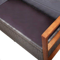 Storage Bench 110 cm Poly Rattan and Solid Acacia Wood Grey