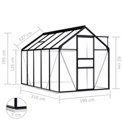 vidaXL Greenhouse with Base Frame Anthracite Aluminium 5.89 mÂ²