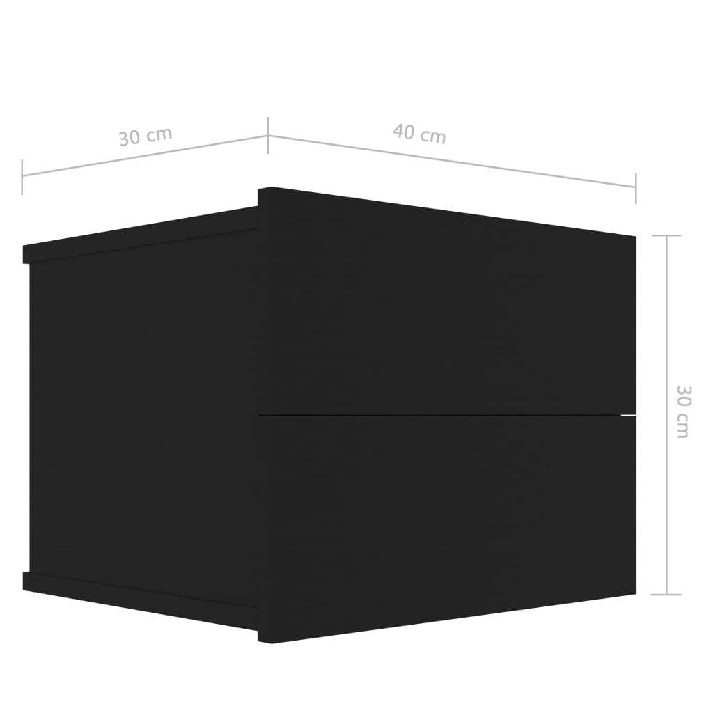 Bedside Cabinet Black 40x30x30 cm Chipboard