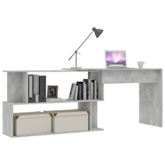 Corner Desk Concrete Grey 200x50x76 cm Chipboard