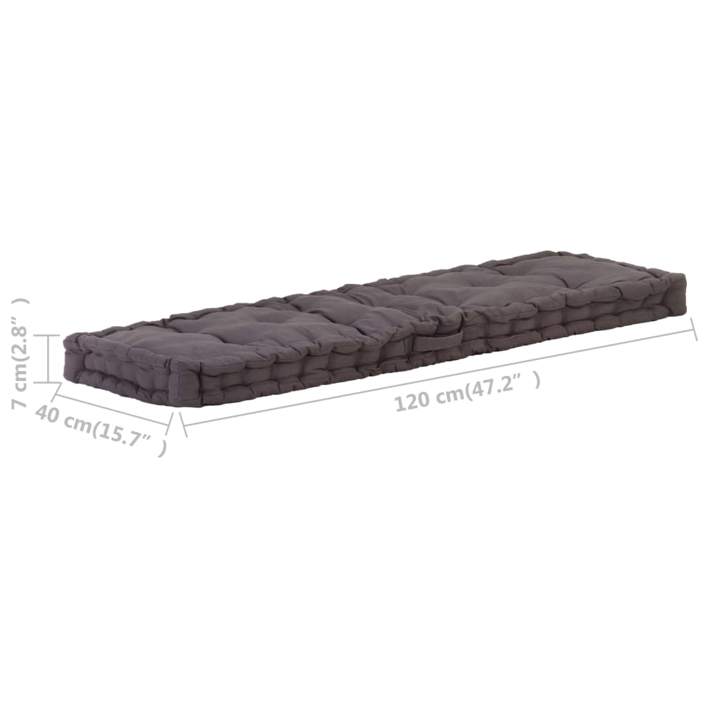 vidaXL Pallet Floor Cushion Cotton 120x40x7 cm Anthracite