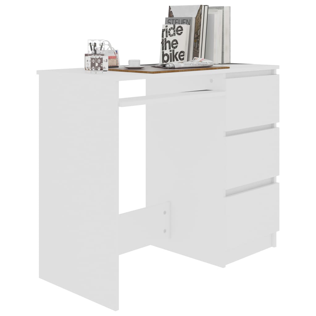 Desk White 90x45x76 cm Chipboard