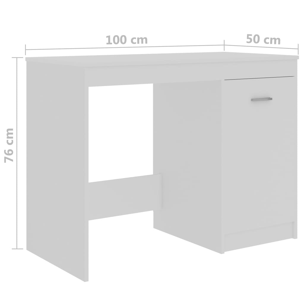 Desk White 100x50x76 cm Chipboard