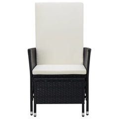 vidaXL Reclining Garden Chair with Cushions Poly Rattan Black