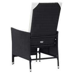 vidaXL Reclining Garden Chair with Cushions Poly Rattan Black