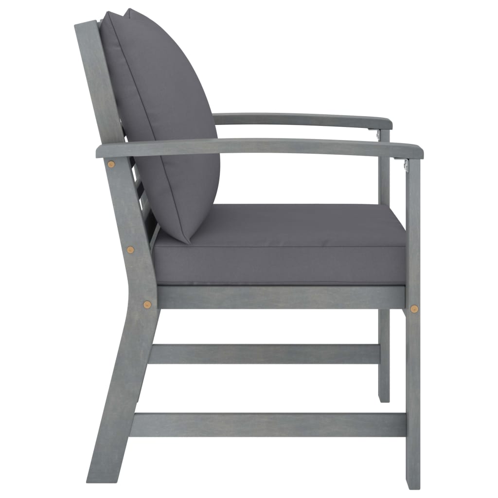 vidaXL Garden Chairs 2 pcs with Dark Grey Cushions Solid Acacia Wood