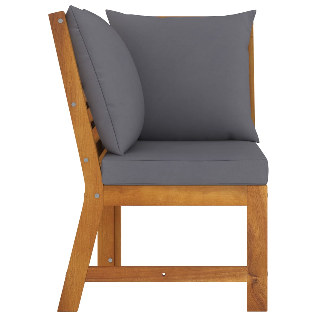 vidaXL Sectional Corner Sofa with Dark Grey Cushion Solid Acacia Wood
