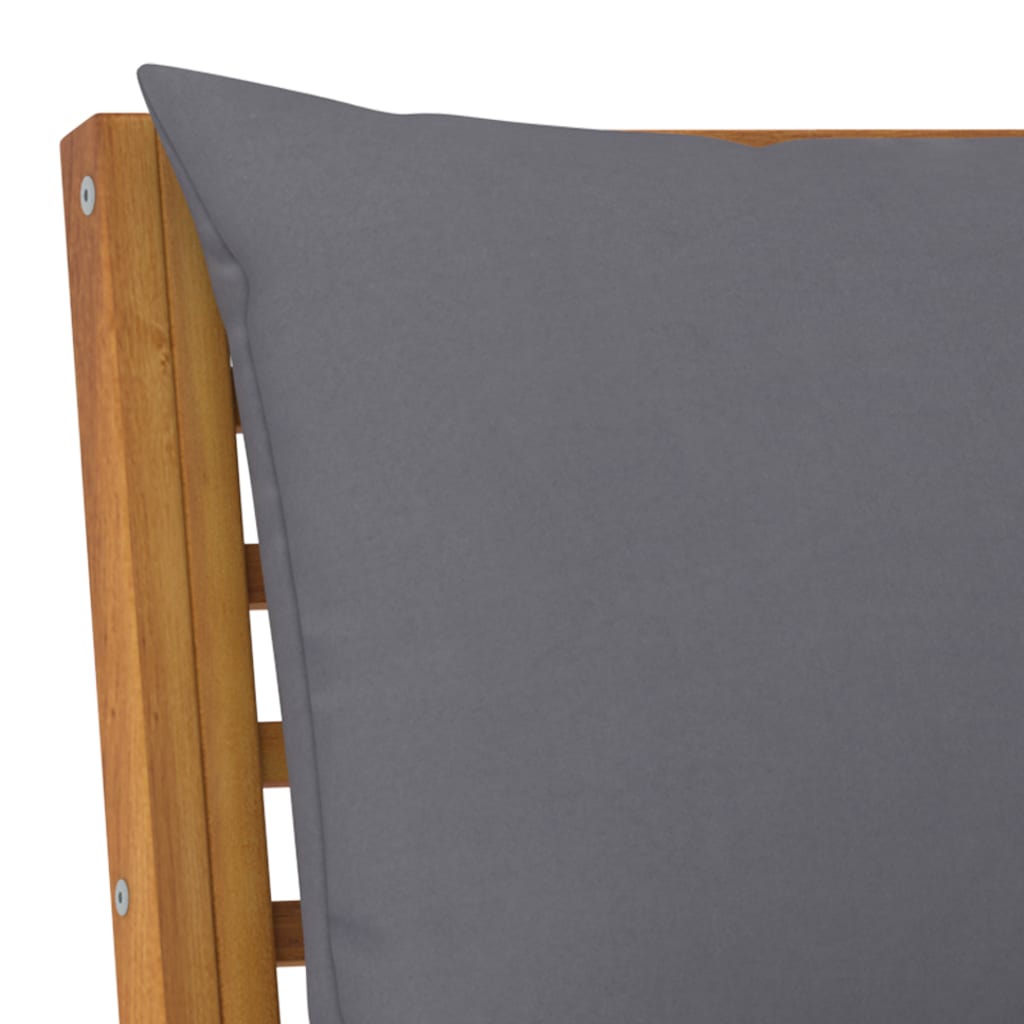 vidaXL Sectional Corner Sofa with Dark Grey Cushion Solid Acacia Wood