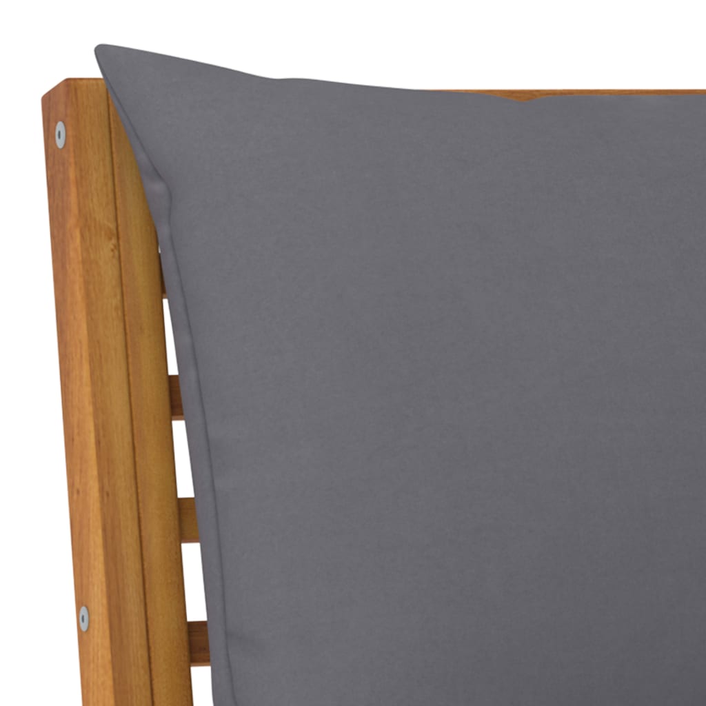 vidaXL Sectional Middle Sofa with Dark Grey Cushion Solid Acacia Wood