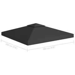 vidaXL 2-Tier Gazebo Top Cover 310 g/mÂ² 3x3 m Black