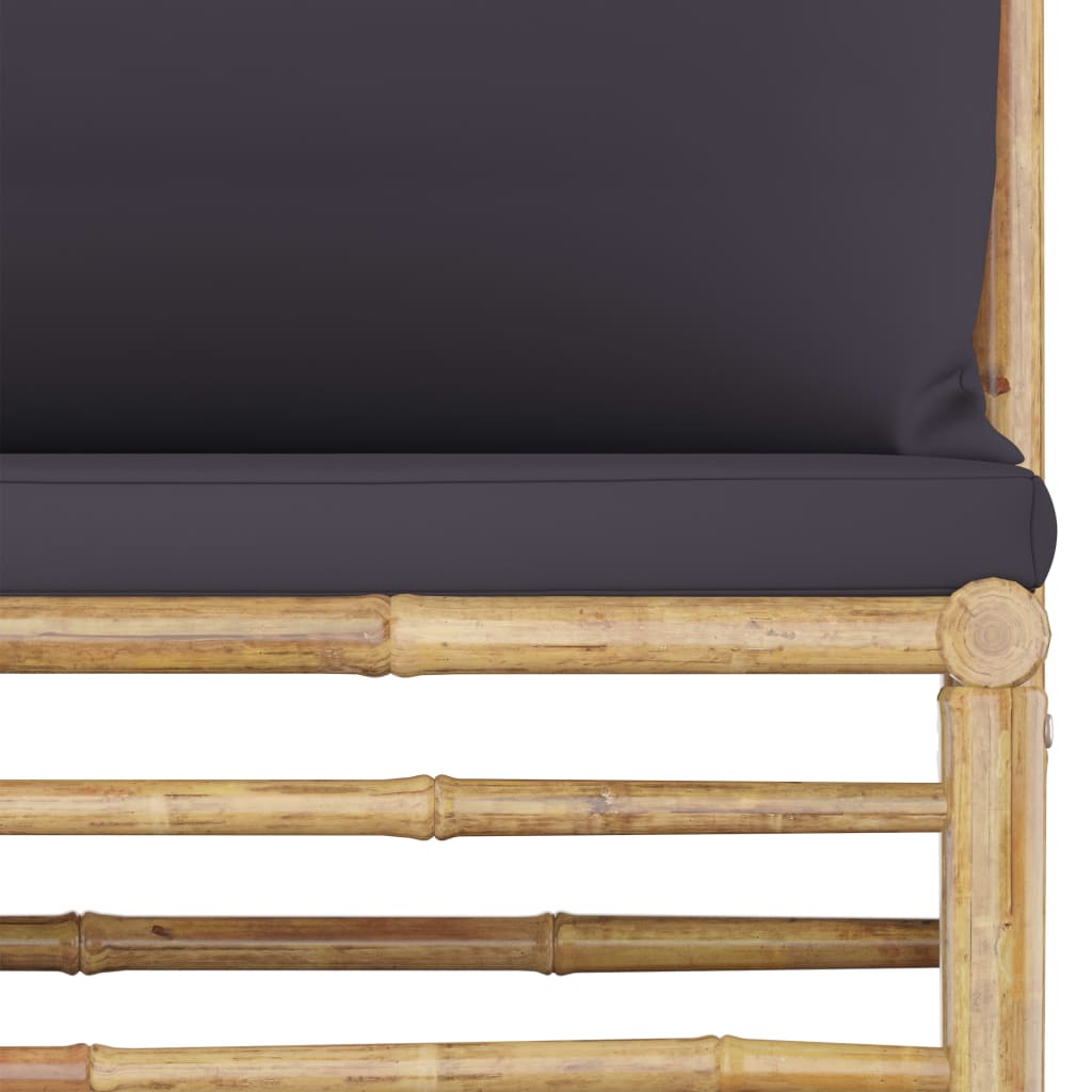 vidaXL 2 Piece Garden Lounge Set with Dark Grey Cushions Bamboo