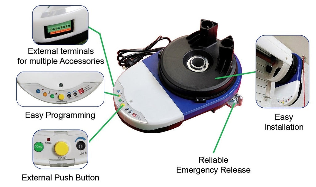 500N Max Automatic Garage Roller Door Opener Motor with Auto Reverse