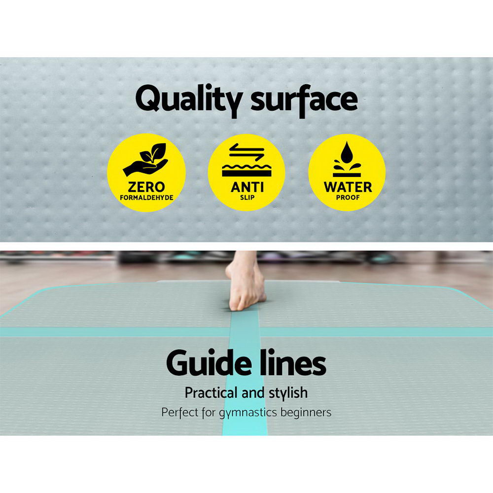 Everfit GoFun 4X1M Inflatable Air Track Mat Tumbling Floor Home Gymnastics Green