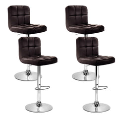 Artiss Set of 4 Bar Stools Gas lift Swivel - Steel and Chocolate