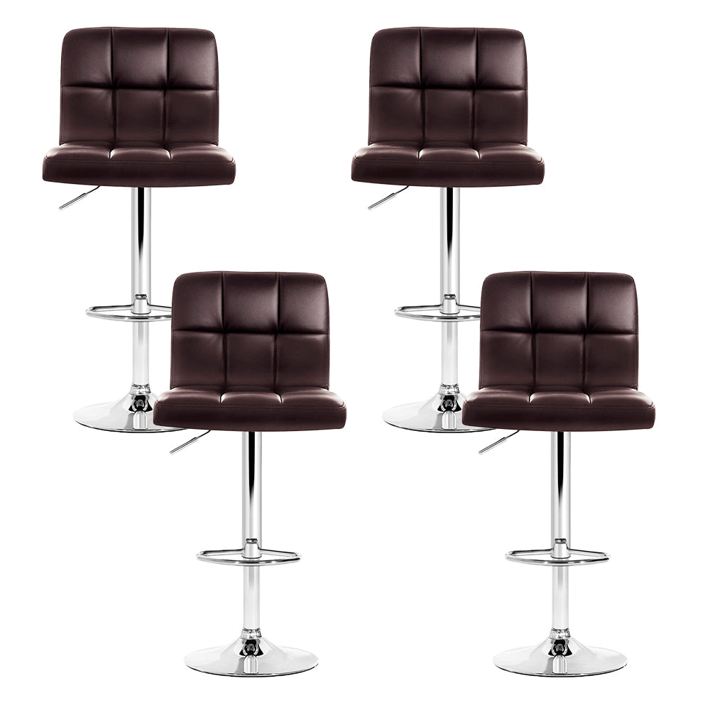 Artiss Set of 4 Bar Stools Gas lift Swivel - Steel and Chocolate