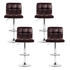 Artiss Set of 4 Bar Stools Gas lift Swivel - Steel and Chocolate
