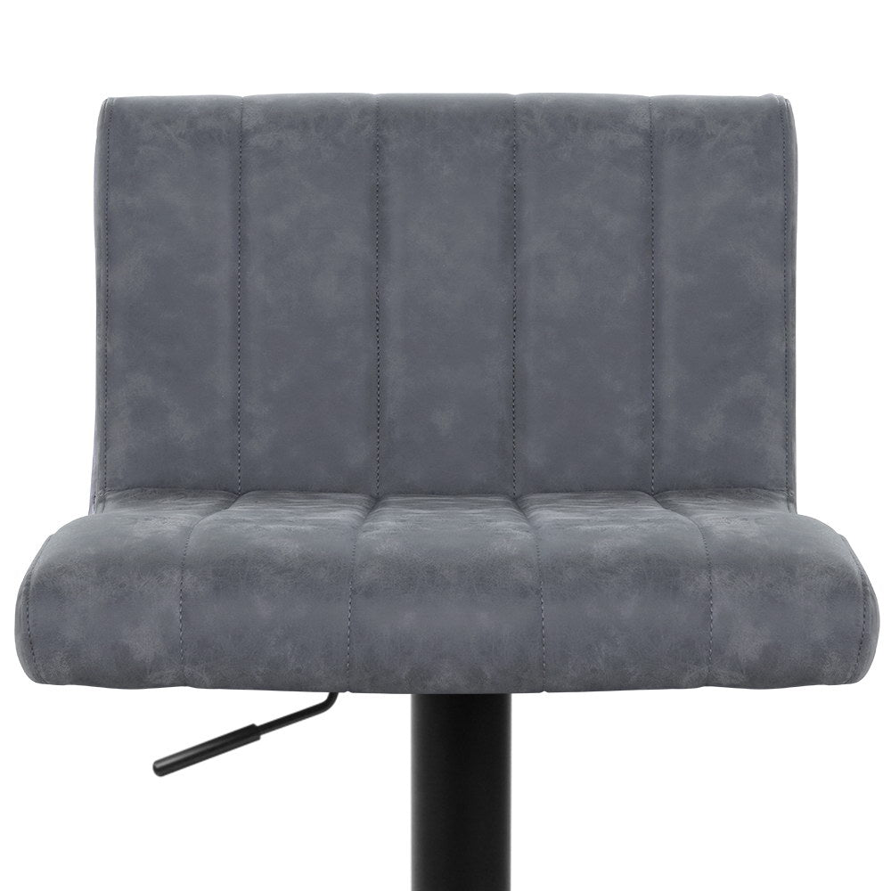 Artiss 2x Bar Stools Vintage Leather Gas Lift Grey