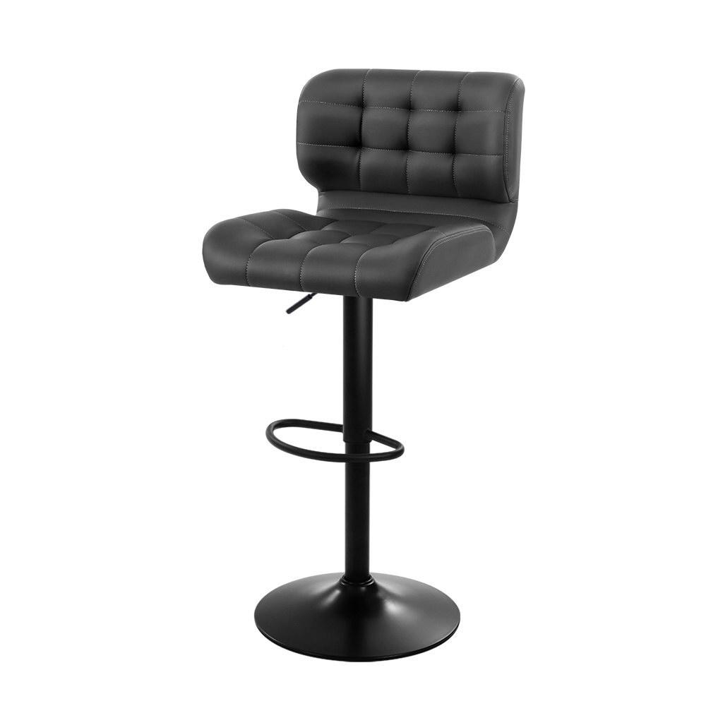 Artiss 2x Bar Stools Gas Lift Leather Padded Grey