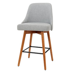 Artiss 2x Bar Stools Swivel Seat Wooden Grey