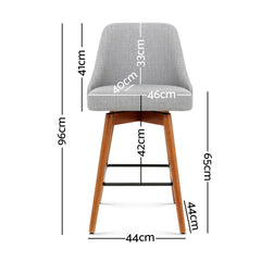 Artiss 2x Bar Stools Swivel Seat Wooden Grey