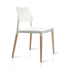 Artiss Dining Chairs Set of 4 Plastic Wooden Stackable White