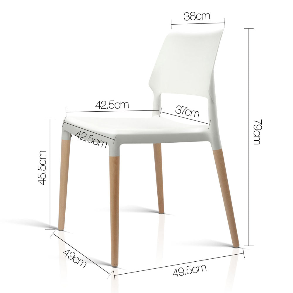 Artiss Dining Chairs Set of 4 Plastic Wooden Stackable White