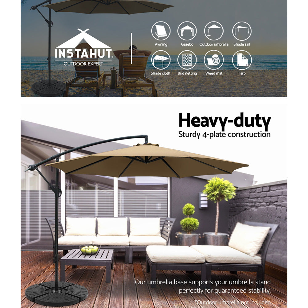 Instahut 48cm Outdoor Umbrella Base Stand 4 Plates Pod Cantilever