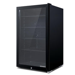 Devanti 98L Bar Fridge Glass Door w/Light Black