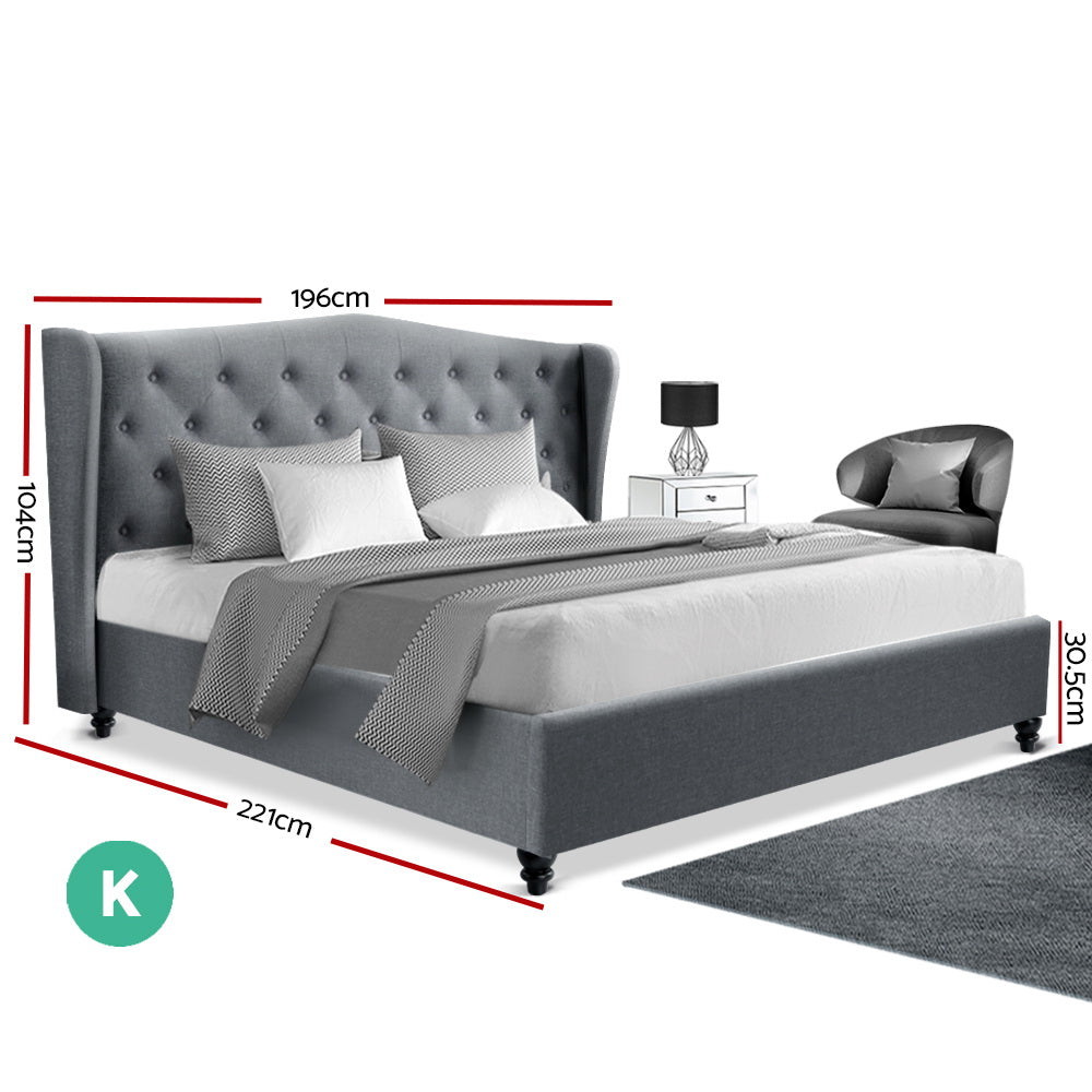 Artiss Bed Frame King Size Grey PIER