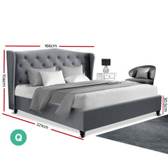 Artiss Bed Frame Queen Size Grey PIER