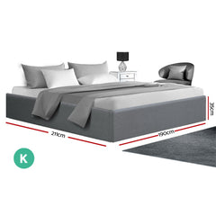 Artiss Bed Frame King Size Gas Lift Base Grey TOKI